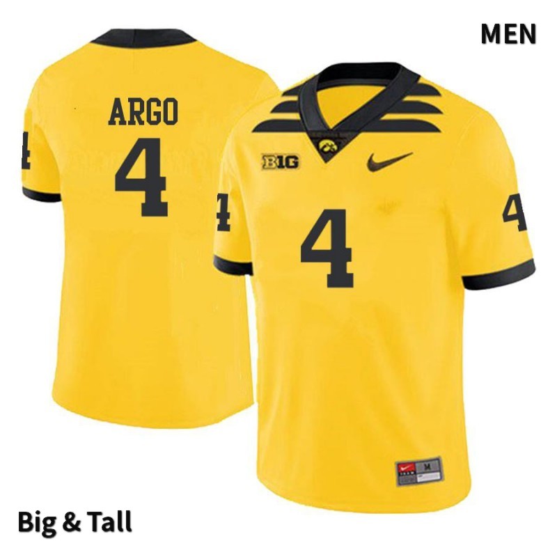 Men's Iowa Hawkeyes NCAA #4 Joe Argo Yellow Authentic Nike Big & Tall Alumni Stitched College Football Jersey IN34F51HZ